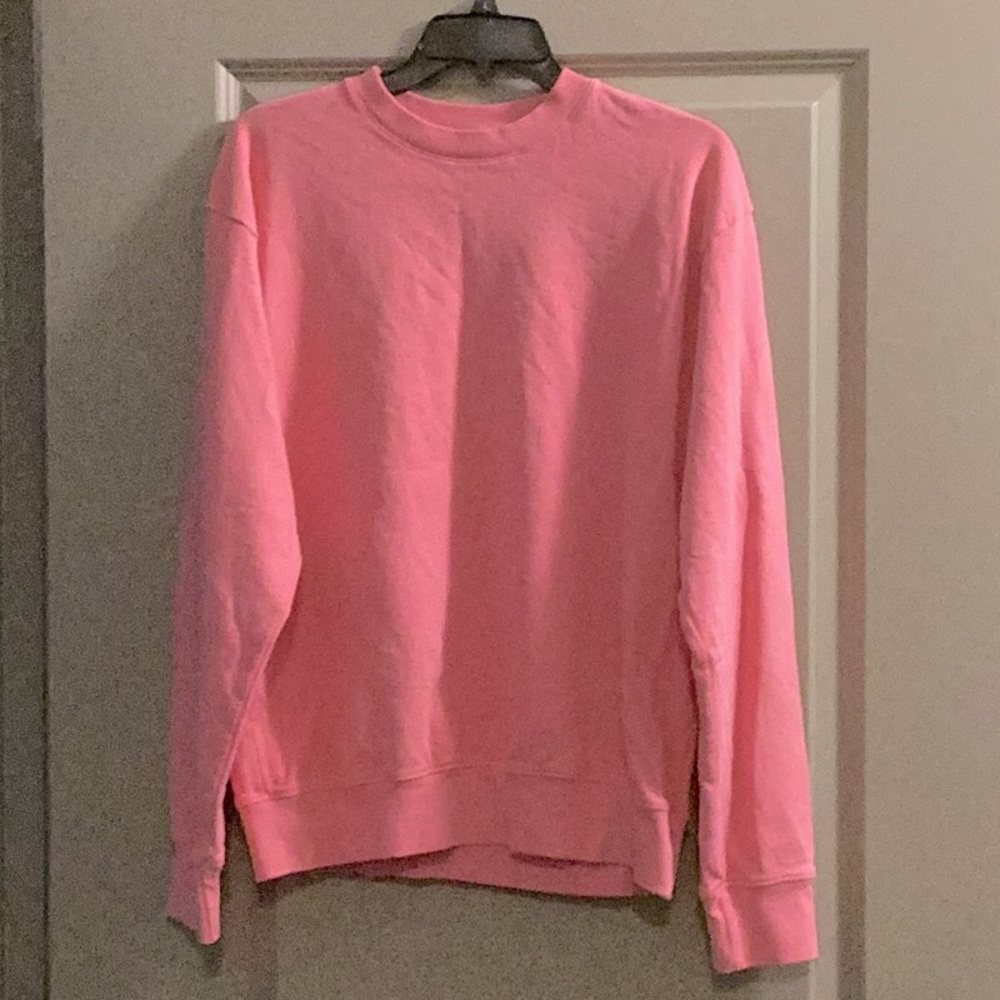 Sporty & Rich Pink Crewneck Fleece Sweatshirt - Small 100% cotton Made in USA